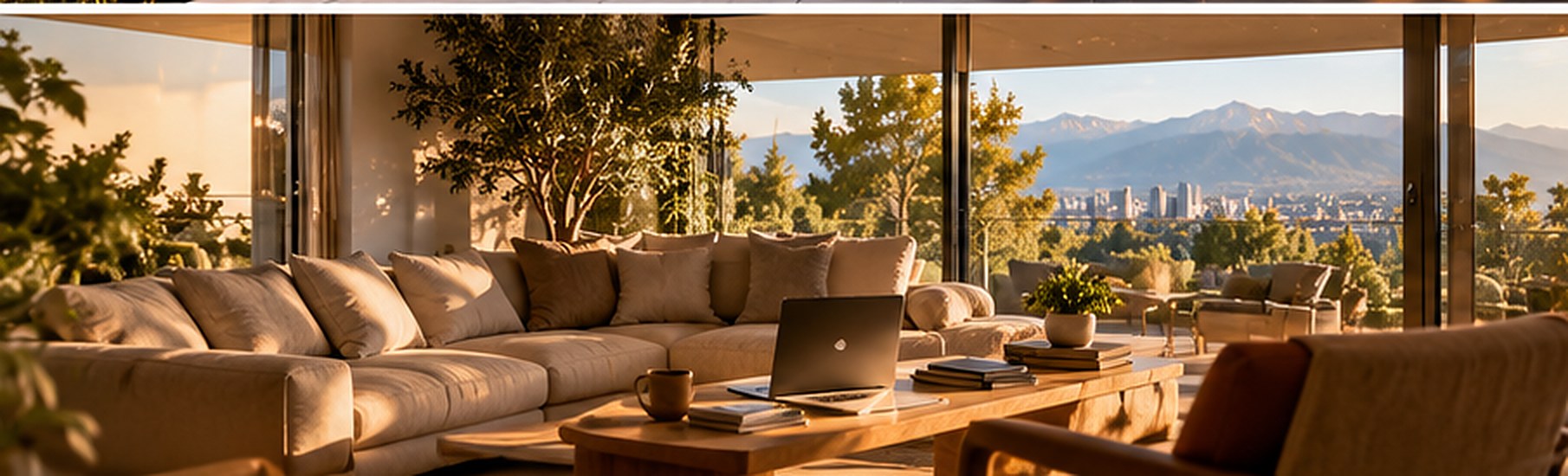 Terraza de trabajo con vista a la cordillera